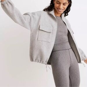 Madewell MWL Quilted Jacquard Jacket Heather Grid Grey Size S